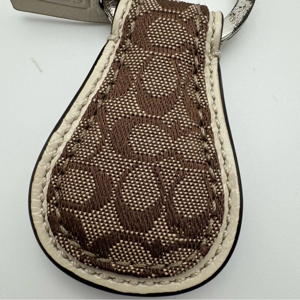 Vintage Coach Signature C Jacquard Teardrop Key Fob Bag Charm Brown